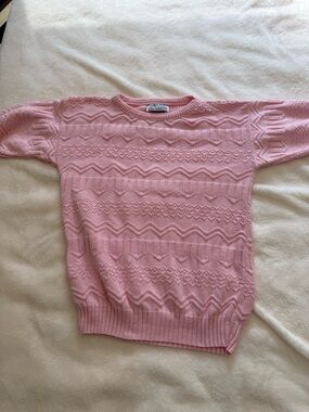 Vintage Cuddle Knit NWOT 100% Cotton Women's Pink Textured Knit Sweater